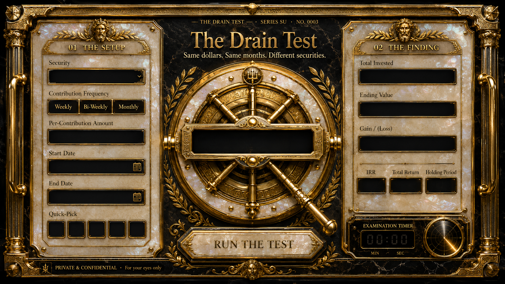 The Drain Test — sealed vault instrument