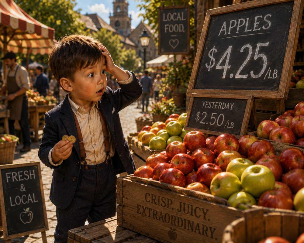 Mr. M and Magne walking toward the Luminal market